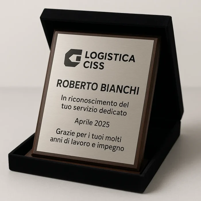 Targhe commemorative, perfette per eventi speciali, riconoscimenti e celebrazioni. Personalizzabili, durature e di alta qualità.